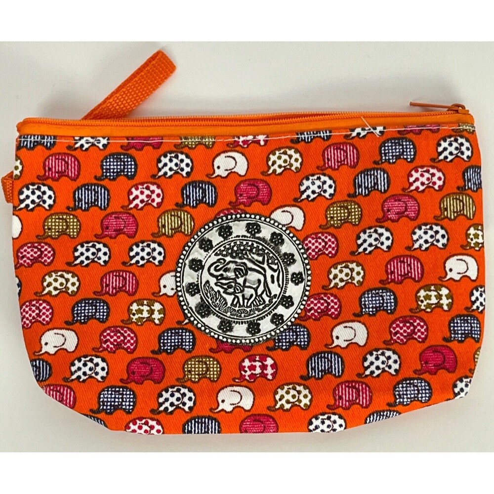 Makeup Case Cosmetic Zip Bag Elephant Toiletry Pouch Travel Organizer Orange